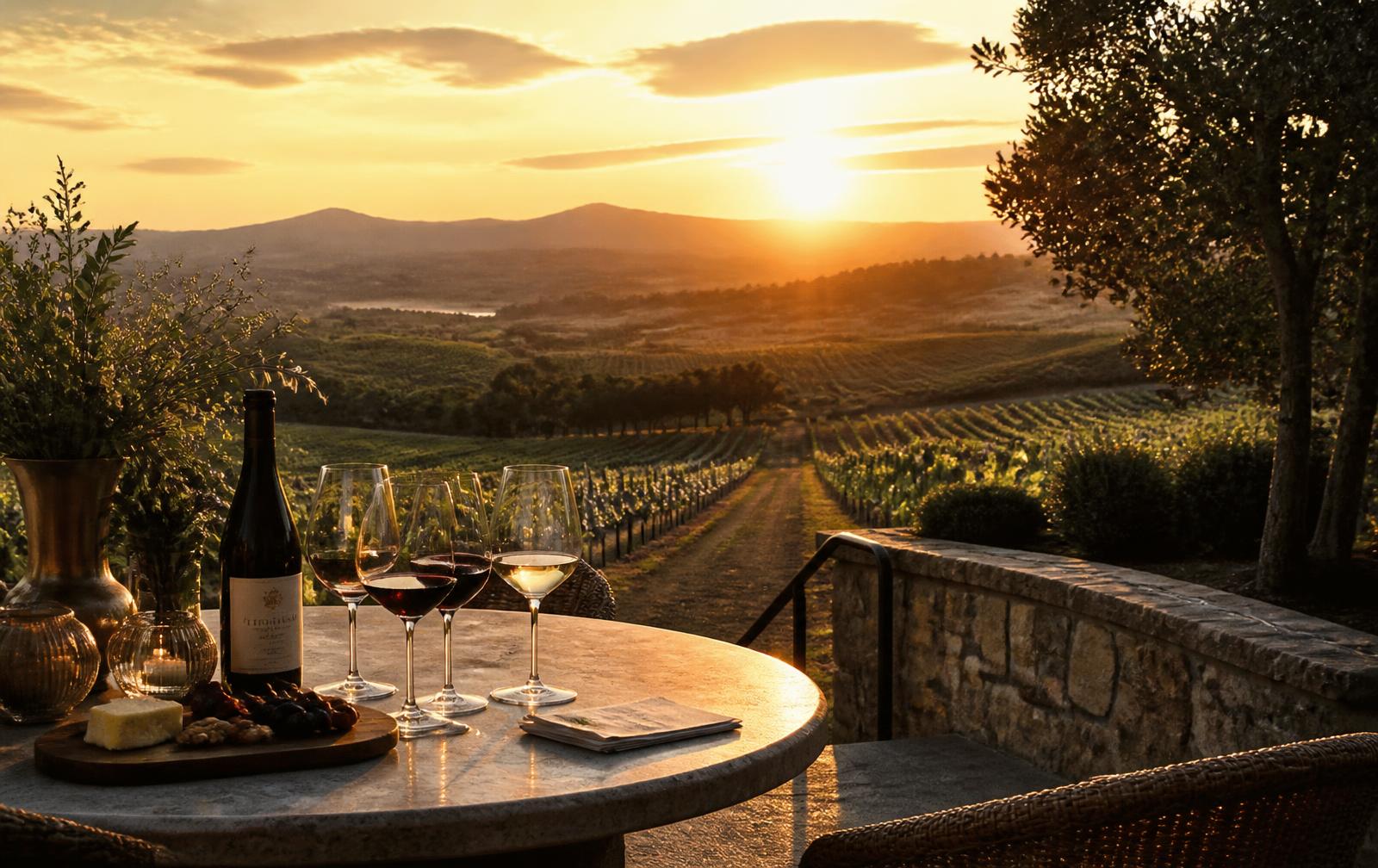 Private wine tasting terrace overlooking Napa Valley